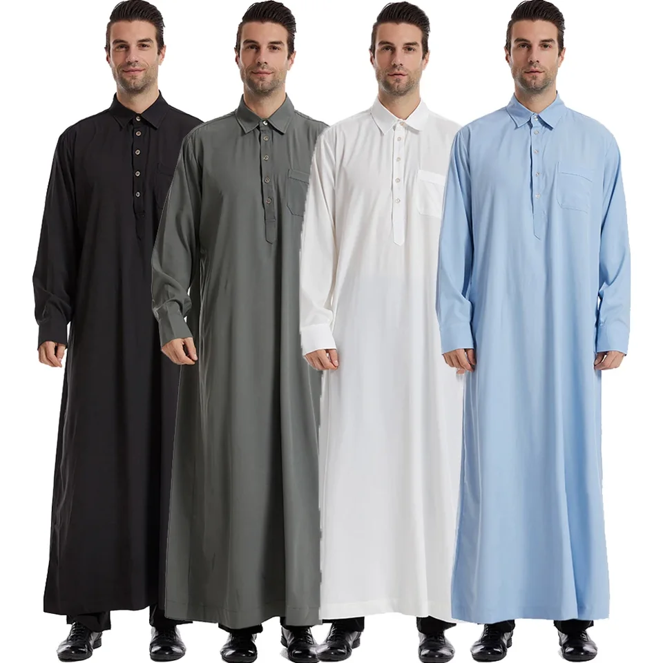 Moslimskí muži jubba thobe islamské oblečenie Kimono s dlhým rukávom rúcho morčacie mušle Mulim Noste morčacie oblečenie pre mužov abaya šaty eid