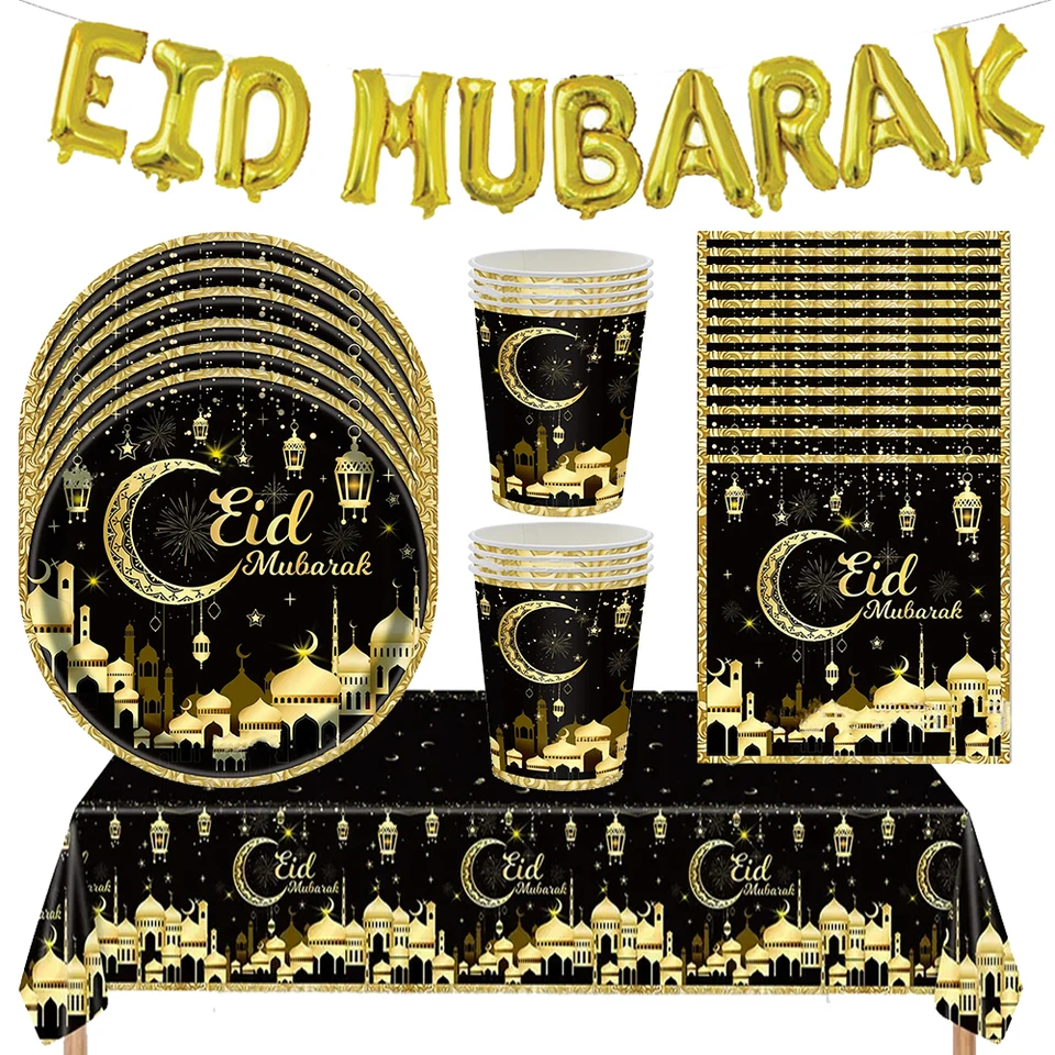Moslimský islamský festival Eid Mubarak Party obrusový obrus na obrúsky dekorácie Ramadan Kareem Party Swaeware Banner Supplies