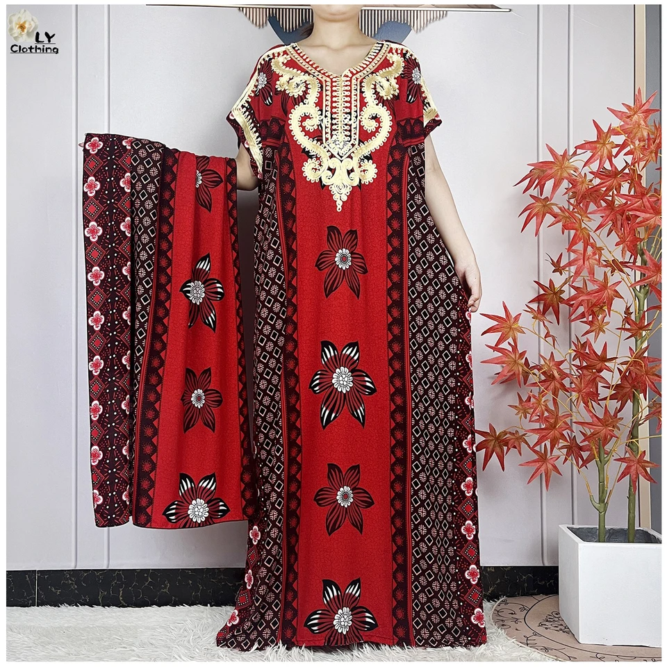 Moslimský moslim Abayas Letné ženy Kvetinové šaty African dashiki kaftan krátky rukáv voľný rúž islam dámske dámske šaty hidžáb