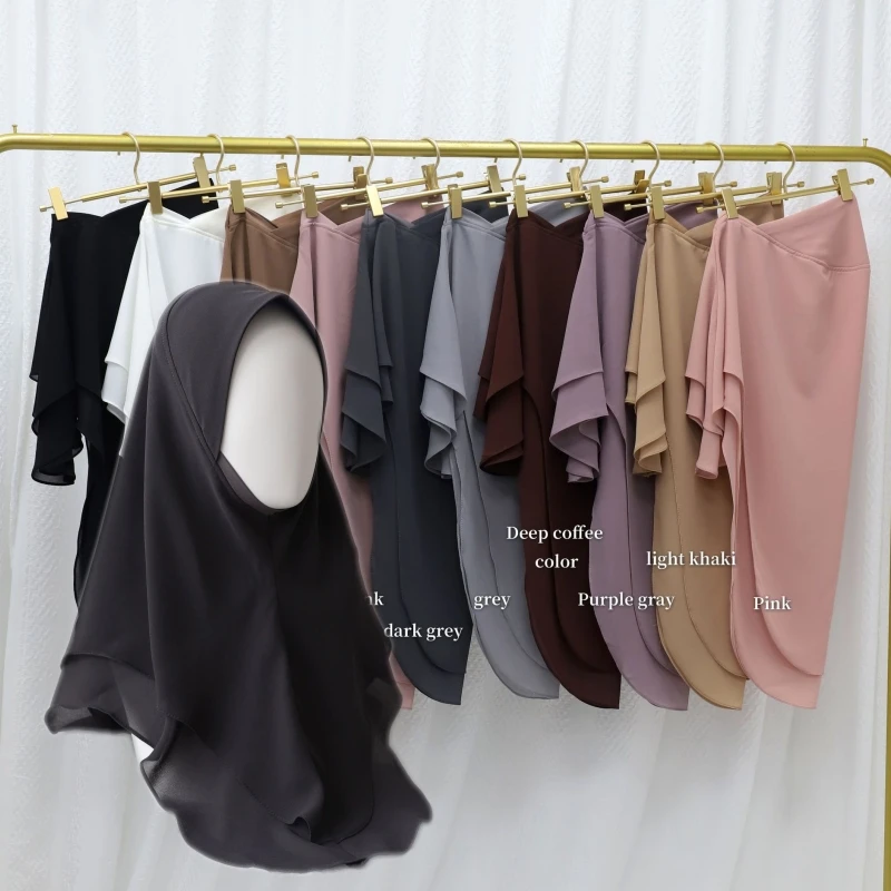 Moslimský turban amira hidžáb Ženy Eid ramadán Modlitba šál arabský zábal Hlava hlavy šály Islamská dvojvrstvová pevná farba khimar