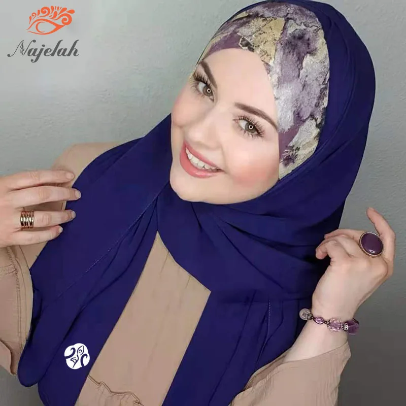 Moslimský šifón módny hidžáb abaya hidžáb pre ženu Abayas Jersey hlavu zabalenie šál Islamské šaty Ženy Turbany Instant Turban