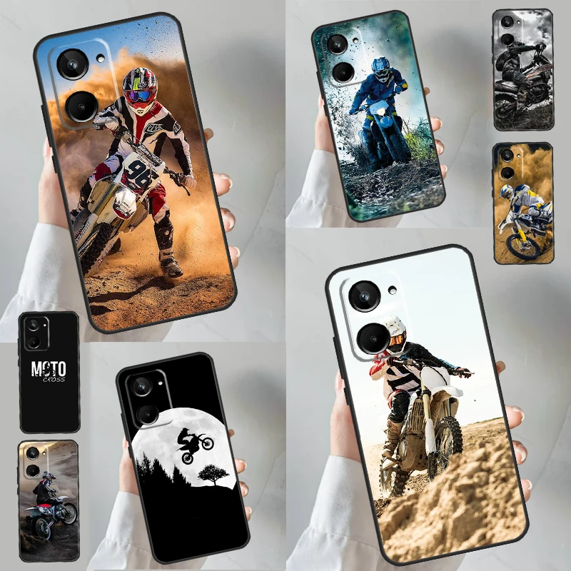 Moto Cross Motorcycle Motorcy Sports Case pre Realme C51 C55 C53 C35 C33 C30 C67 C21Y C25S C15 9 10 11 12 Pro Plus Plus GT NEO 5 Cover