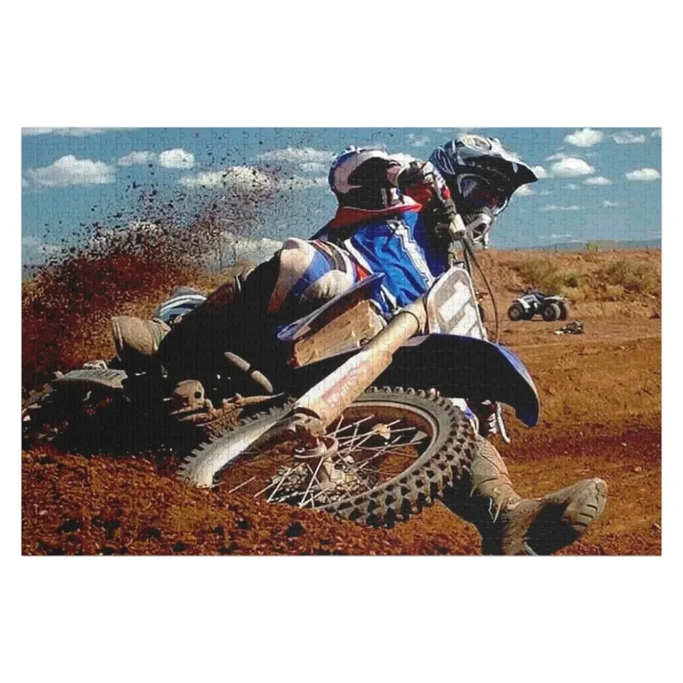 Motocross: Vintage motocyklové závodné závodné reklamné reklamné tlačové skladacie skladacie puzzle detská hračka personalizovaná jigsaw drevené dreviny pre dospelých puzzle