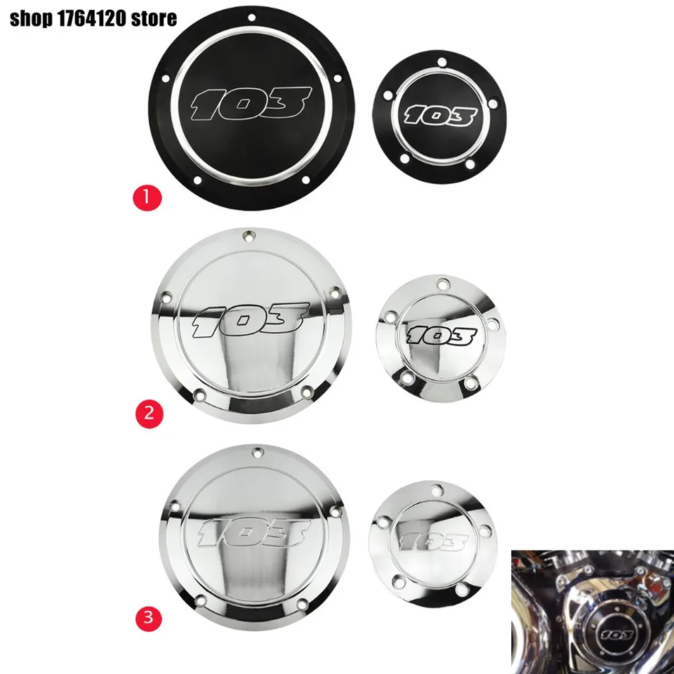 Motocykel 103 Derby Timing Timec Cover 2pcs Hliník pre Harley Dyna 1999-2017 Flstf Fat Boy 2001-2013 Softail Touring