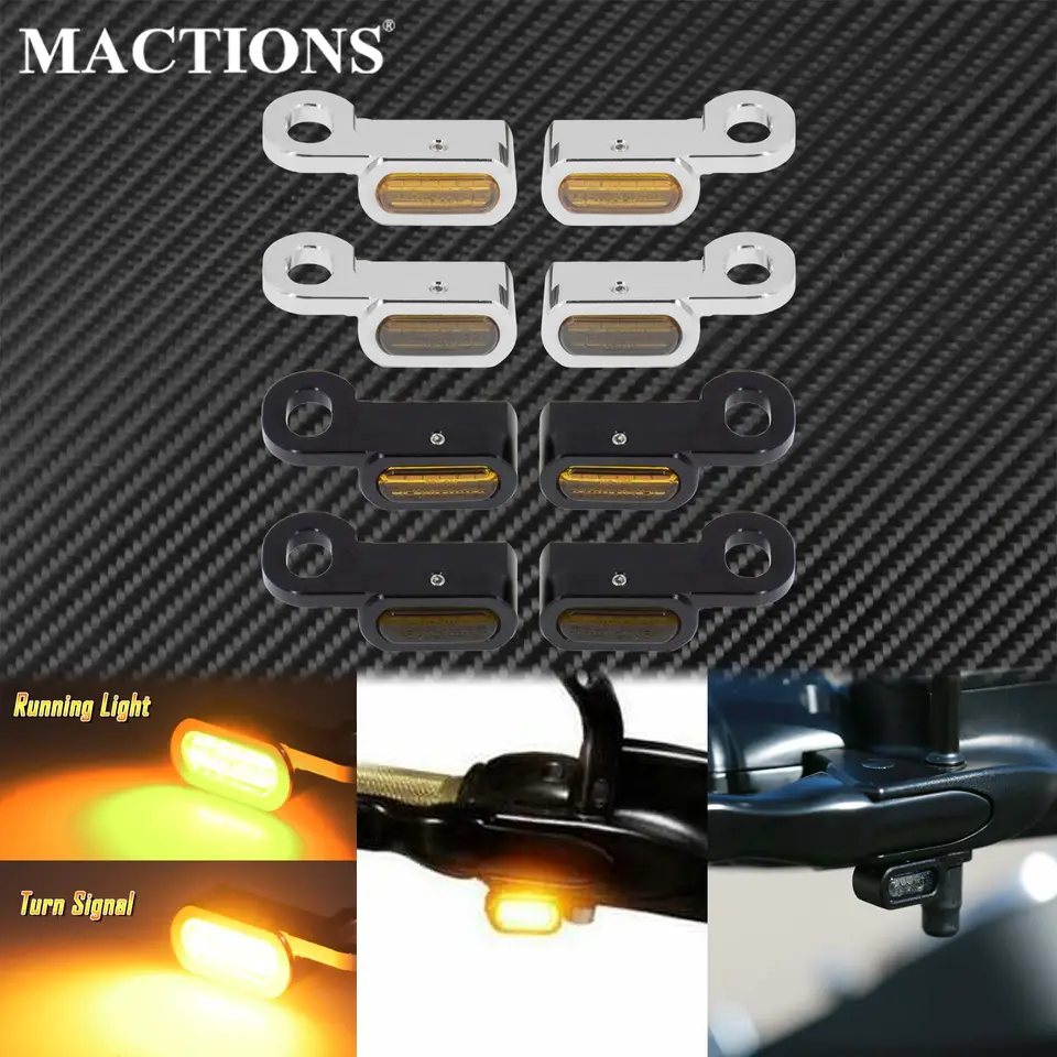Motocykel 12V LED Mini Turn Signals Indikátory bežecké svetlo s E značkou pre Harley Touring Street Glide 14-20 Softail 16-17