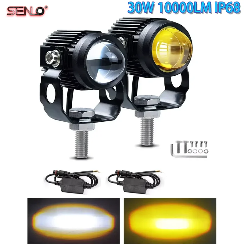 Motocykel 2pcs 10000lm svetlá s vysokým nízkym lúčom reflektory hmlovej lampy 9v-24V biele jantárové svetlomety motocyklov motocykle Motocyklové príslušenstvo