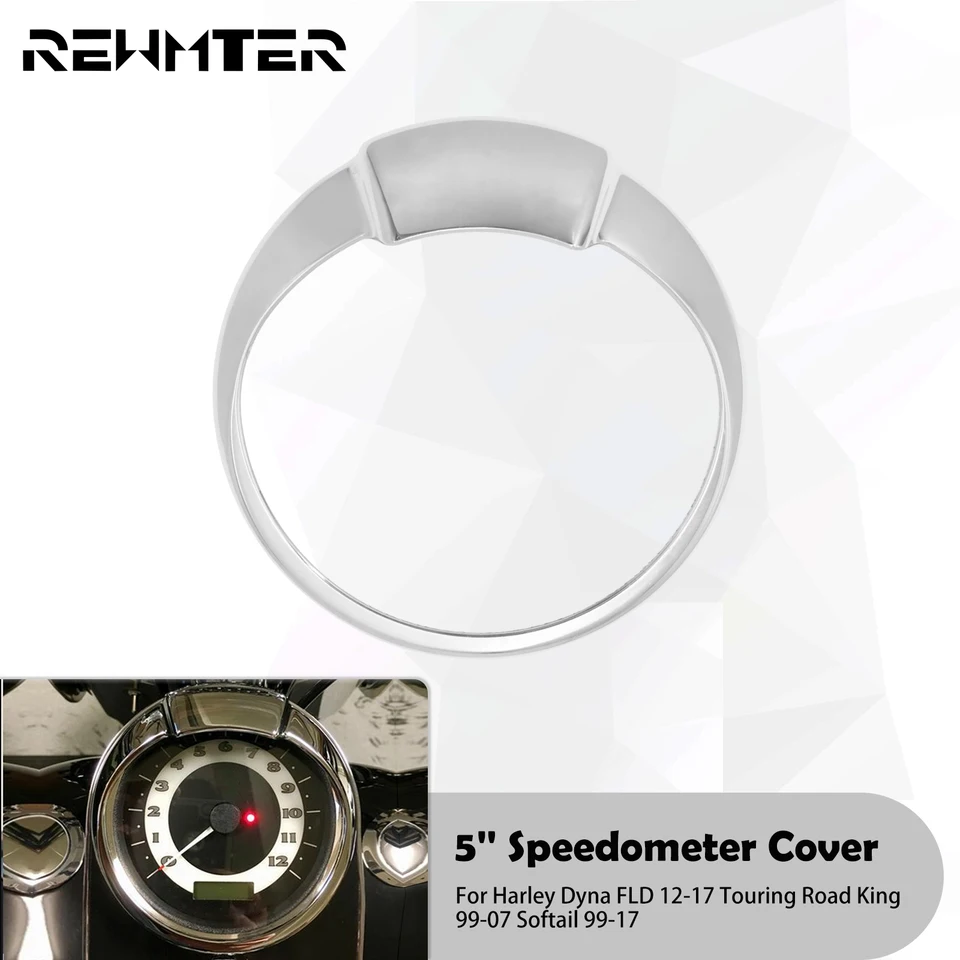 Motocykel 5 '' Speedometer Cover Cover Bezel Visor Ring pre Harley Dyna Fld 2012-2017 Touring Road King 1999-2007 Softail 99-17 FLSL