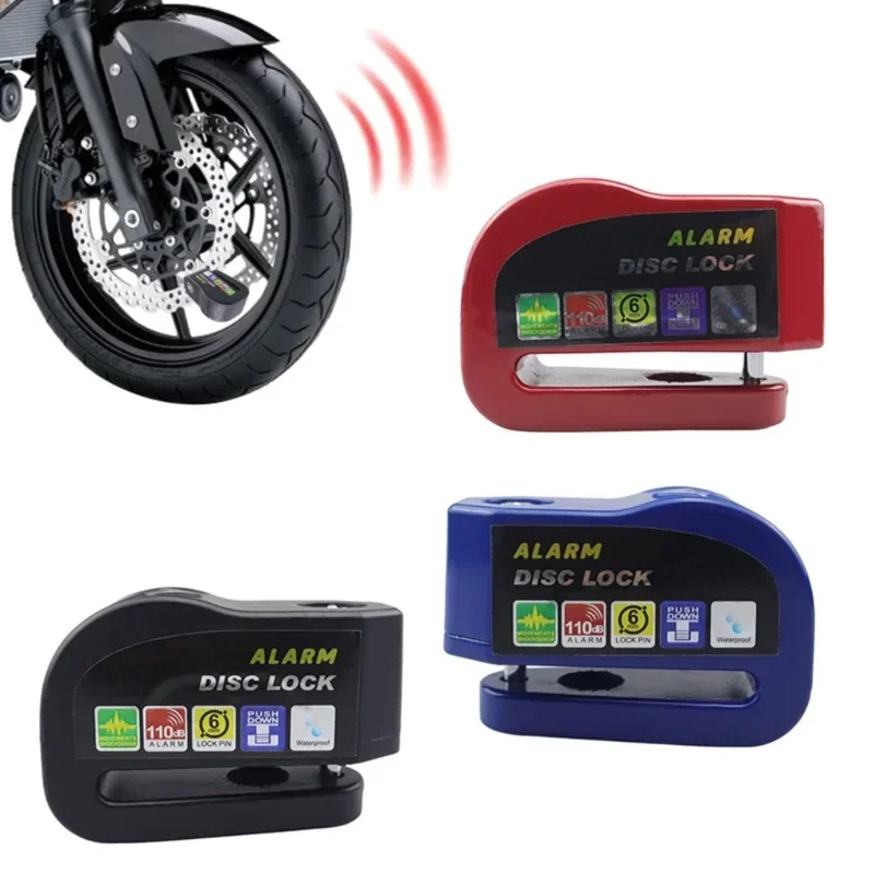Motocykel Bicycle Lock Bezpečnosť Alarmu Ochrana ochrany predpisu Disk Disk Hliníková zliatina proti krádeži pripomenutie lana vrecko na bicykel Bicykel