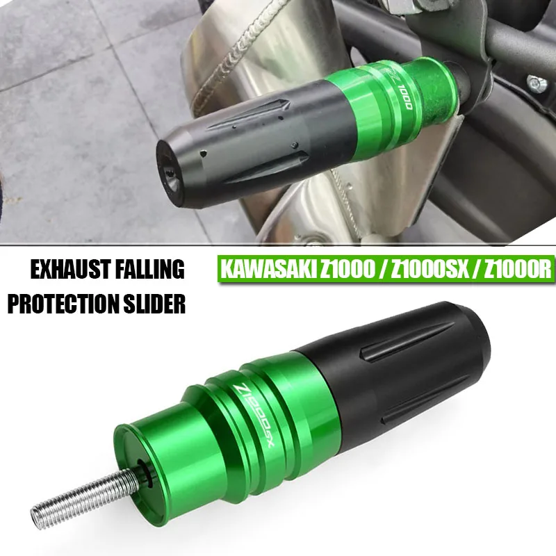 Motocykel CNC CASS CASS PADS Výfukové posúvače zrážky pre chránič z1000 Z1000R Z1000SX Z 1000 SX s logom