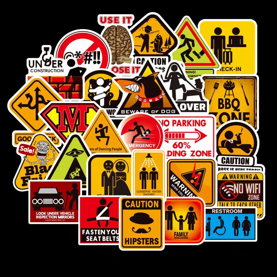 Motocykel DIY Scrapbook Decor Sticker Stationery Sticker Graffiti nálepky Znaky nálepky nebezpečenstvo Výstraha Výstraha Zakázať pripomenutie