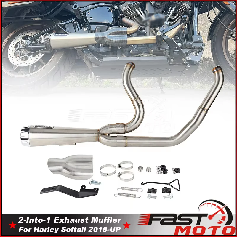 Motocykel Duals Sump 2-1-1 úplný systém tlmič pre harley Softail Street Bob Low Rider Standard 2018-Up oceľové príslušenstvo