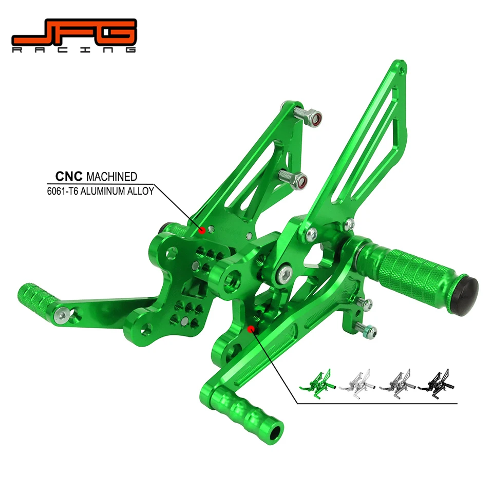 Motocykel hliník CNC nastaviteľné nohy pegs pedály pedálov odpočívajú na spätnom zadku pre Kawasaki ninja ZX14R ZX-14R ABS 2012-2016