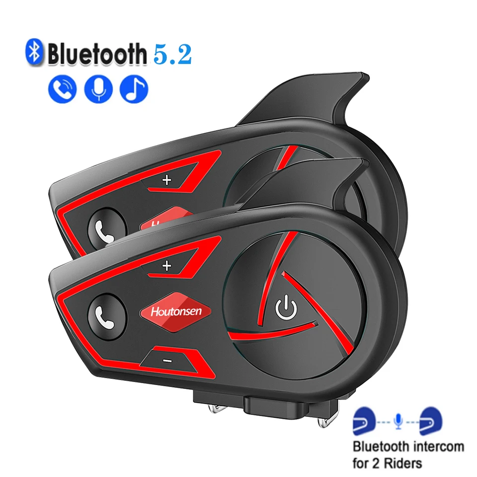 Motocykel interkomová prilba Bluetooth Headset pre 2 jazdcov Full-Duplex Interphone Communicator IP67 Vodotesný hlasový asistent