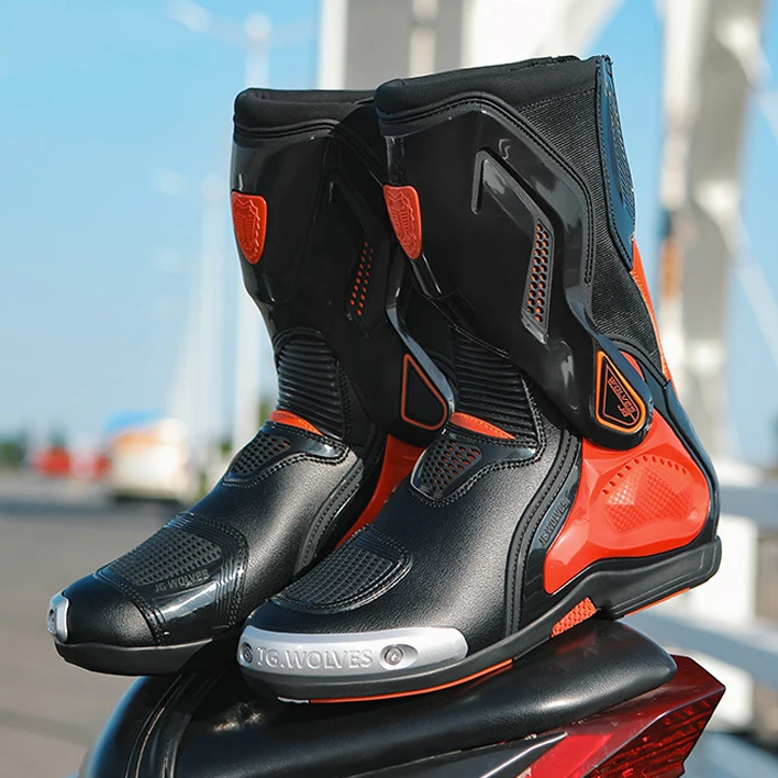 Motocykel jazdiť na dlhých topánkach Men motokros lokomotíva čierne topánky terénne motorové motocykle pretekár