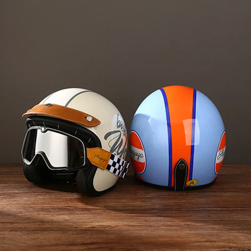 Motocykel Motocykel Motocykel 3/4 prilby Muži a ženy retro Harley Half Half Helma poháňané lokomotívy olejové bezpečnostné prilby v zálive