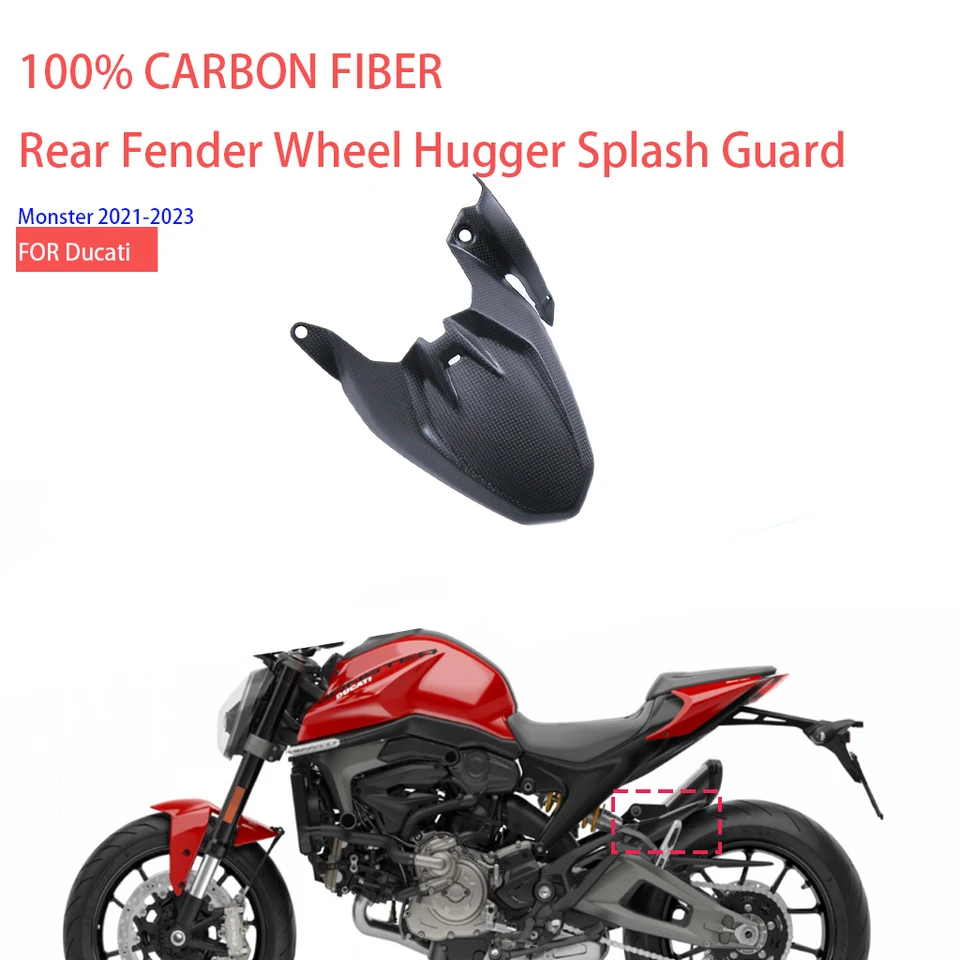 Motocykel Mudguard pre Ducati Monster 937 2021-2023 100% Zadný blatník z uhlíkového vlákna Kryt Hugger Splash Guard Príslušenstvo