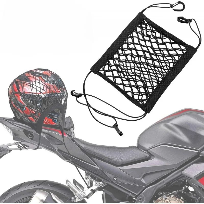 Motocykel nákladný sieť Vysoko elastická dvojvrstvová motocyklová sieť pre prilbu Storage Bungee nákladný sieť s hákmi batožinová sieť