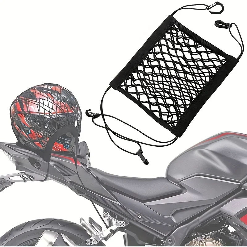 Motocykel nákladný sieť Vysoko elastická dvojvrstvová motocyklová sieť pre prilbu Storage Bungee nákladný sieť s hákmi batožinová sieť