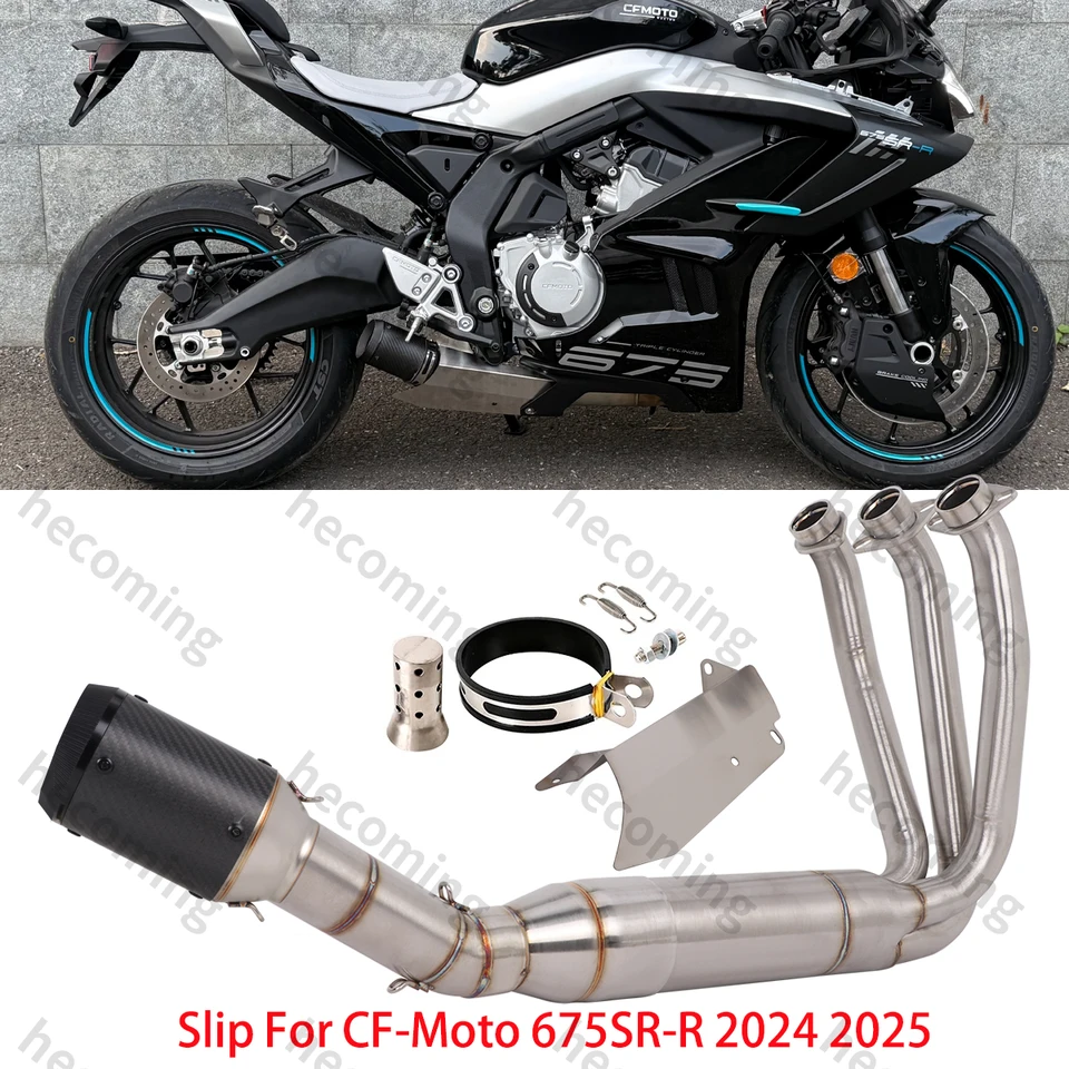 Motocykel Plný výfukový systém prešknutím pre CF-Moto 675SR-R 675NK 675SSS 2024 675SRR Výfukový výfukový tlmič úhraz TUBLIVER PREDNÁ PREDAJ
