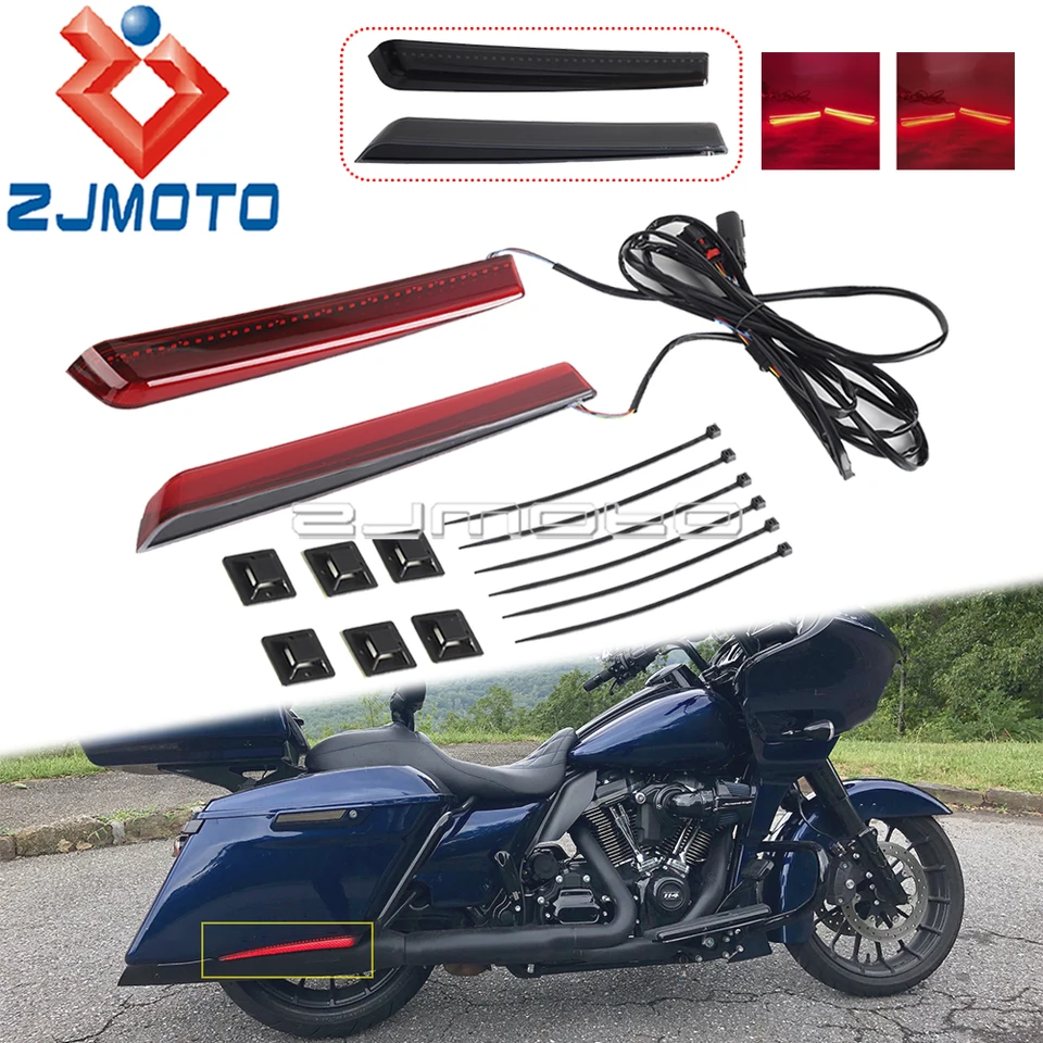 Motocykel predĺžené sedlové bočné značky LED LED BRKY LIGHT pre Harley Touring Electra Glide Ultra Classic Road King 2014+