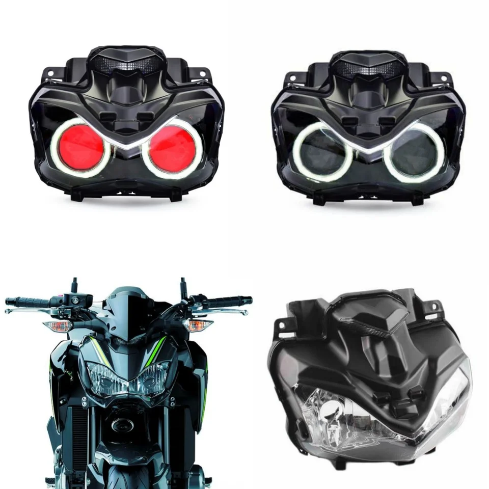 Motocykel svetlomety HID HID HID Svetlomety Zostava Faro Para Moto Angel Devil Eyes Hlava Svetlo pre Kawasaki Z900 17-19