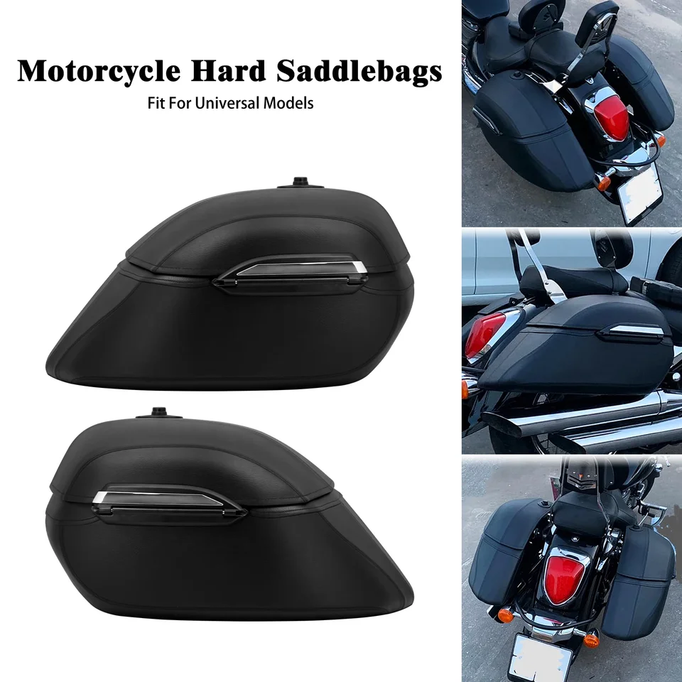 Motocykel Universal Classic Black Hard Bags Saddlebag and Heavy Duty Montážna súprava pre Harley Softail Touring for Yamaha pre Honda