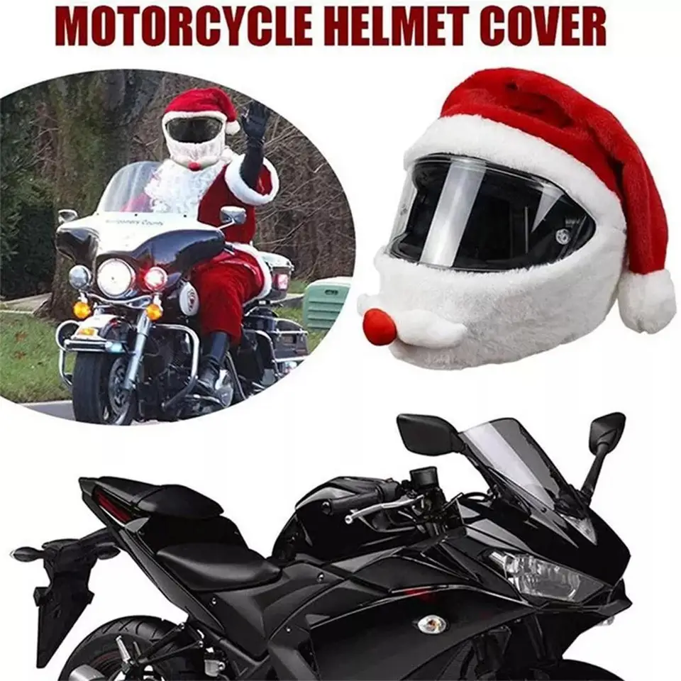 Motocykel vianočná prilba kryt karikatúry Santa Claus plyšová prilba dekorácie Doplnky celovečerné krížové prilby