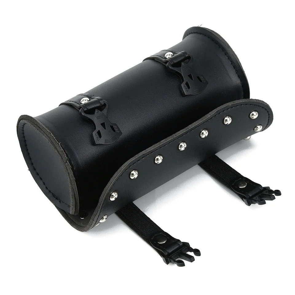 Motocykel vidlice vrecko Universal Pu kožené riadidlá vrecko s 2 remienkami Vintage Saddlebag Vodotesný sissy bar