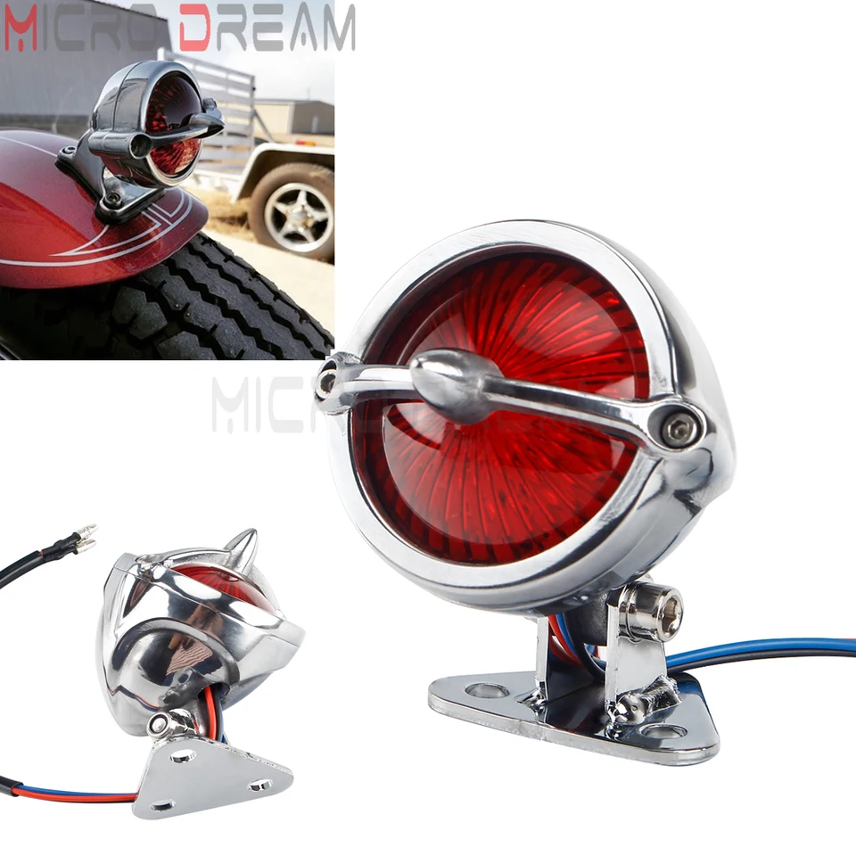 Motocykel vlastné LED Bates zadné zastávky zadné zadné svetlo Čierne červené šošovky Cafe Racer pre Harley Bobber Retro retro vinobranie Chopper brzdová lampa