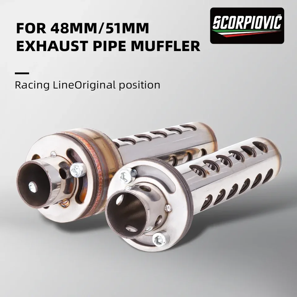 Motocykel Výfukový potrubie Univerzálne 48/51 mm Plug-in Plug-in Typ nastaviteľného úniku úniku Repit DB Killer Upgrade Adsuadsory