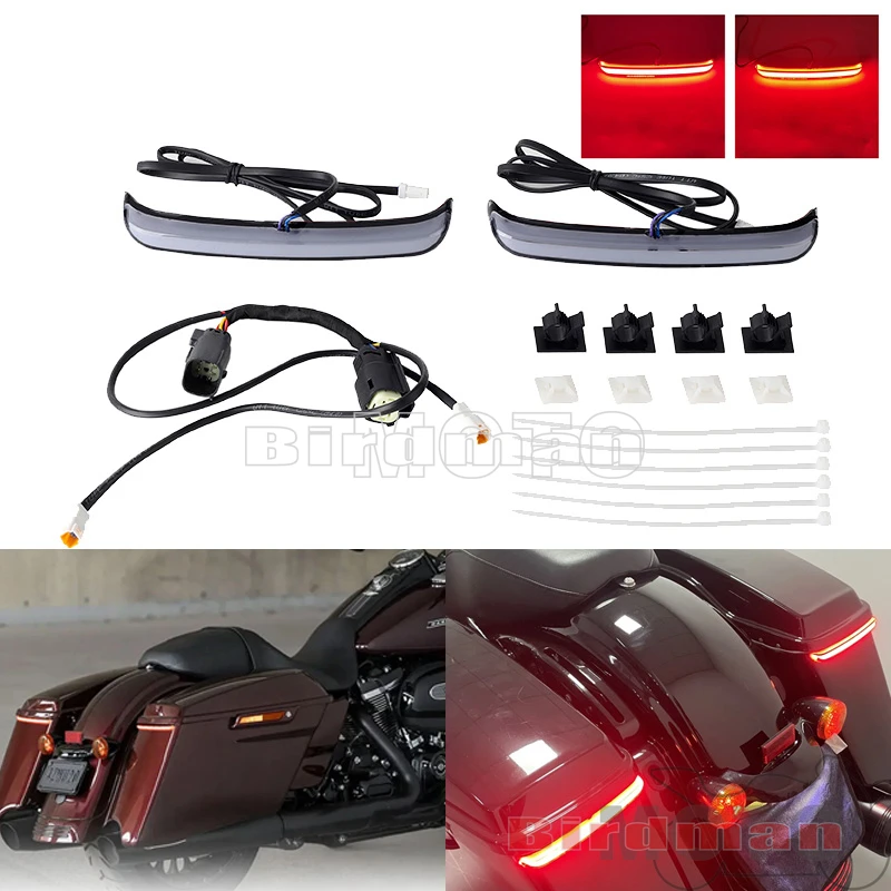Motocykel Červená zadná indikátor Saddlebag LED indikátor Runing Turn Brzdí pre Harley Touring Road King Street Glide FlHr CVO