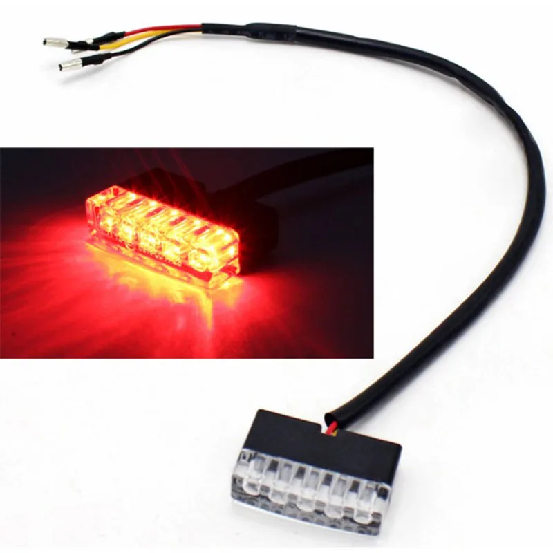 Motocykel červený zadný chvost 12V Mini 5 LED nízka spotreba zastavenia brzdového svetla