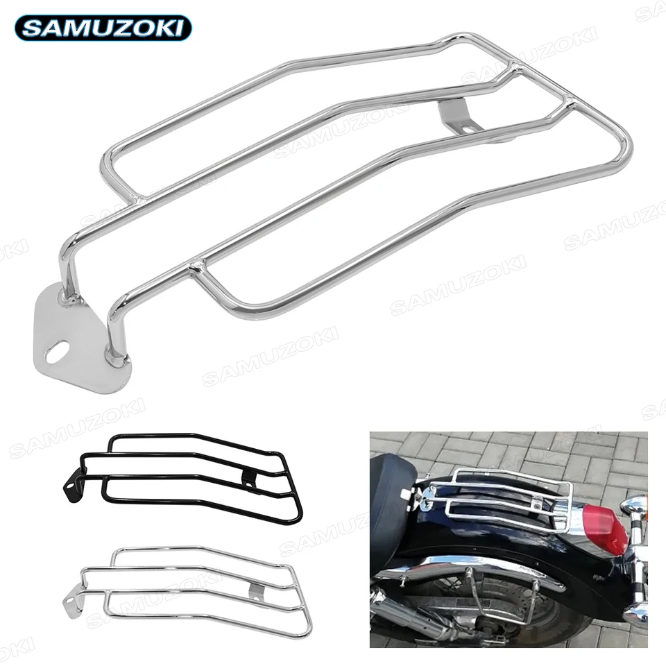 Motocykel čierny / chrómový zadný sólové sedadlo na sedenie na nosič batožinového priestoru pre Honda Shadow Aero 750 2004