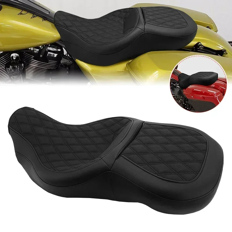 Motocykel čierny dvojitý predný zadný sedadlo vodiča pre cestujúcich pre Harley Touring CVO Street Glide Road King Special Classic 2009-2022