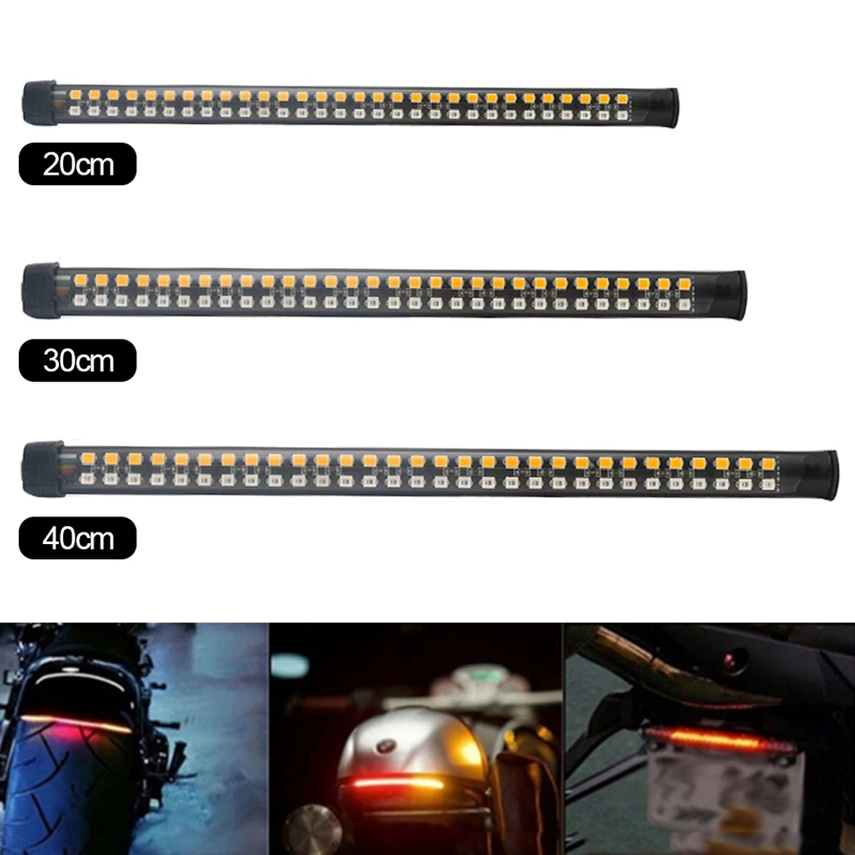 Motocykelový svetlo tyčový pruh chvostovej brzdy Stop pretekám vodné svetlo Svetla 60/90/120 LED integrovaná integrovaná SMD červená jantárová farba