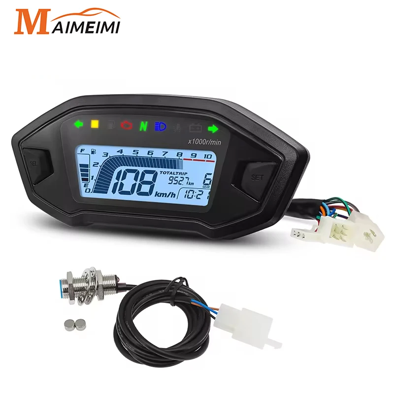 Motocykligital tachometer tachometer prístrojový panel Panel Motorcycle LCD displej 10000 ot./min pre 2-4 valc 7 farieb
