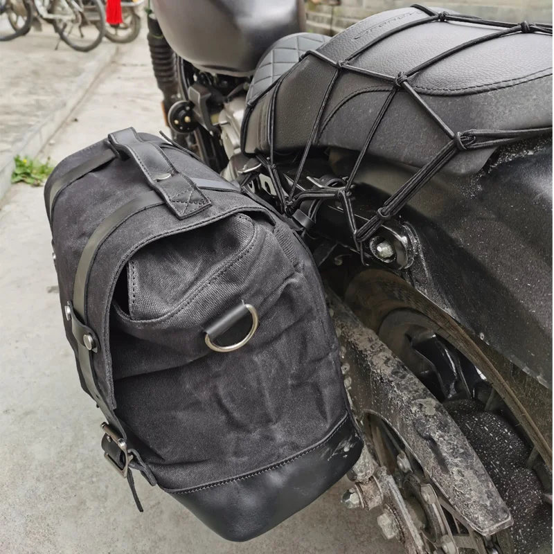 Motocyklová batožina vrecko na vodotesné bicykle sedlo vrecko Vintage retro zadná taška pre motorku voskované plátno bočné tašky Men