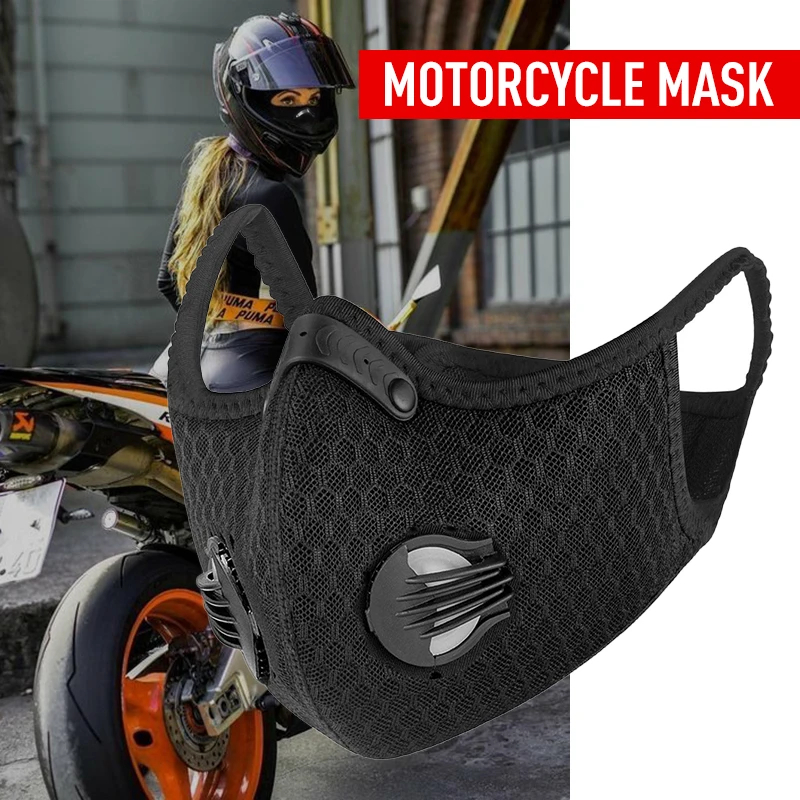 Motocyklová maska ​​Prach a ochrana hmly Dýchanie proti znečisteniu aktivované s aktívnou maskou na tvár s aktívnym maskom na masku s vonkajšou maskou