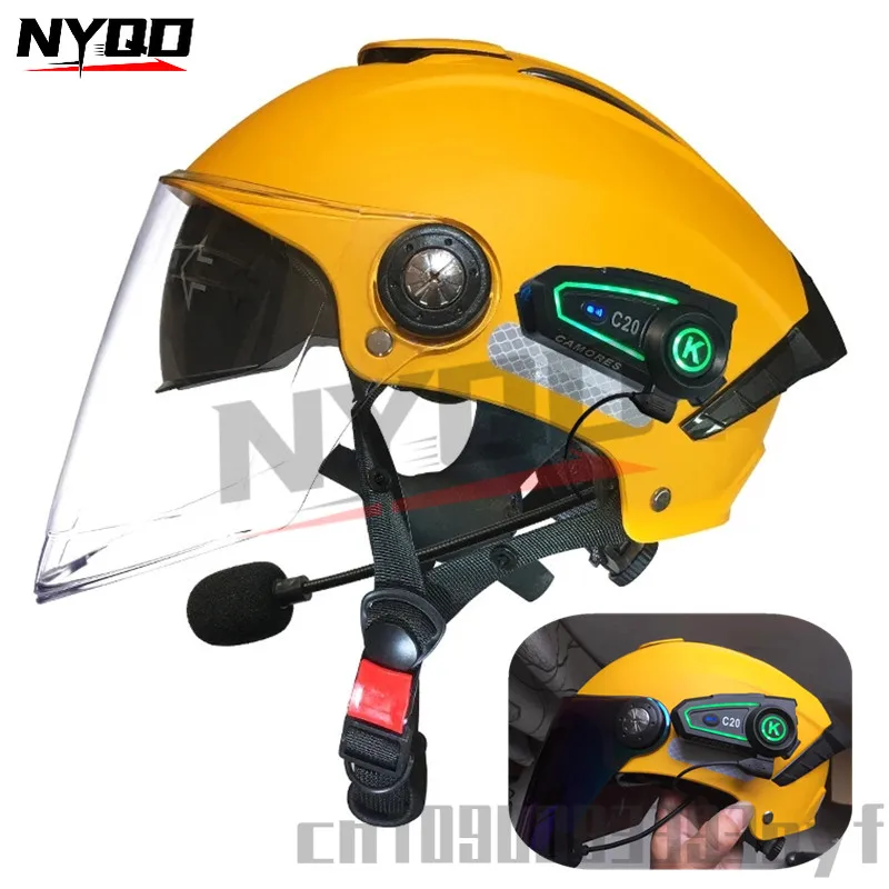 Motocyklová prilba letné ochranu pred slnkom polovičná prilba Unisex Dual Lens Bluetooth prilba Cascos para moto