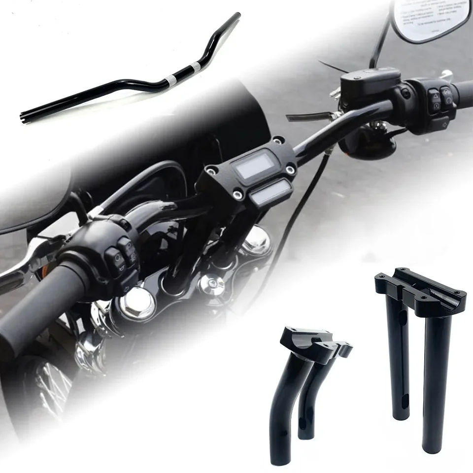Motocyklová riadidlá s vysokým obsahom klipov Riser pre Harley Standard Softtail Street Bob Low Rider 1 palcový rukoväť Universal