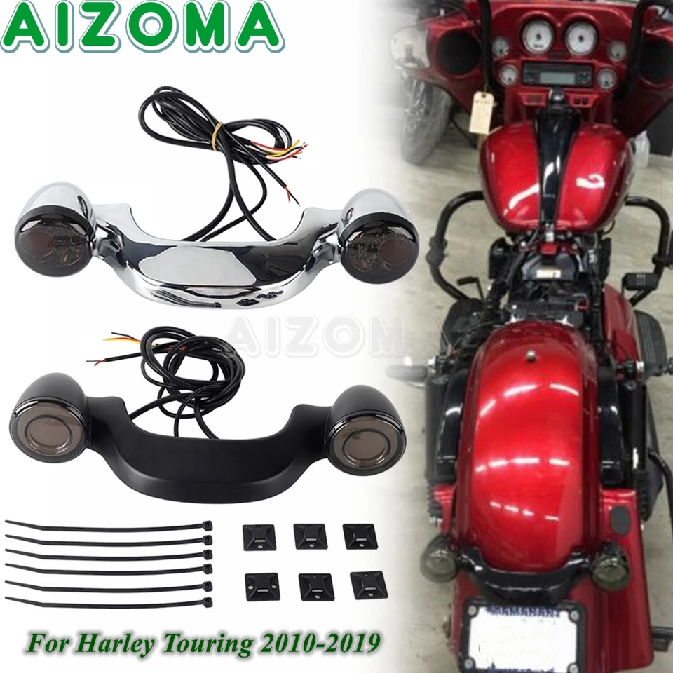 Motocyklové dymové objektívy LED diódy Zadné zákruty svetiel pre Harley Touring Road Glide CVO Street Glide Road Road King Fllhrxs 2010-2019