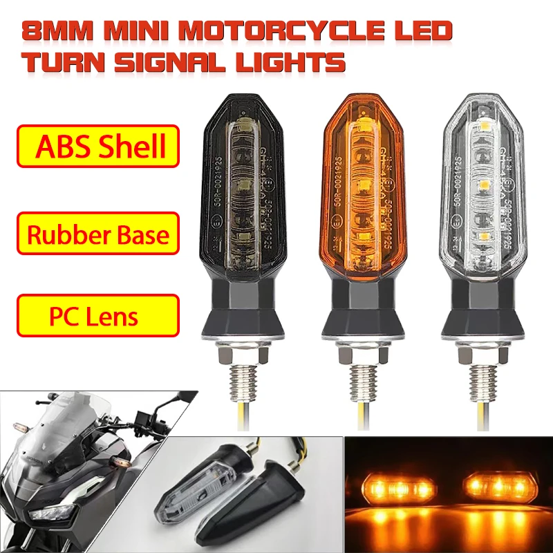 Motocyklové LED signály LIGHT Svetlo 12V Moto indikátor Lampa 8 mm univerzálny zákrutový signál Amber Blinker Light pre Honda pre Yamaha