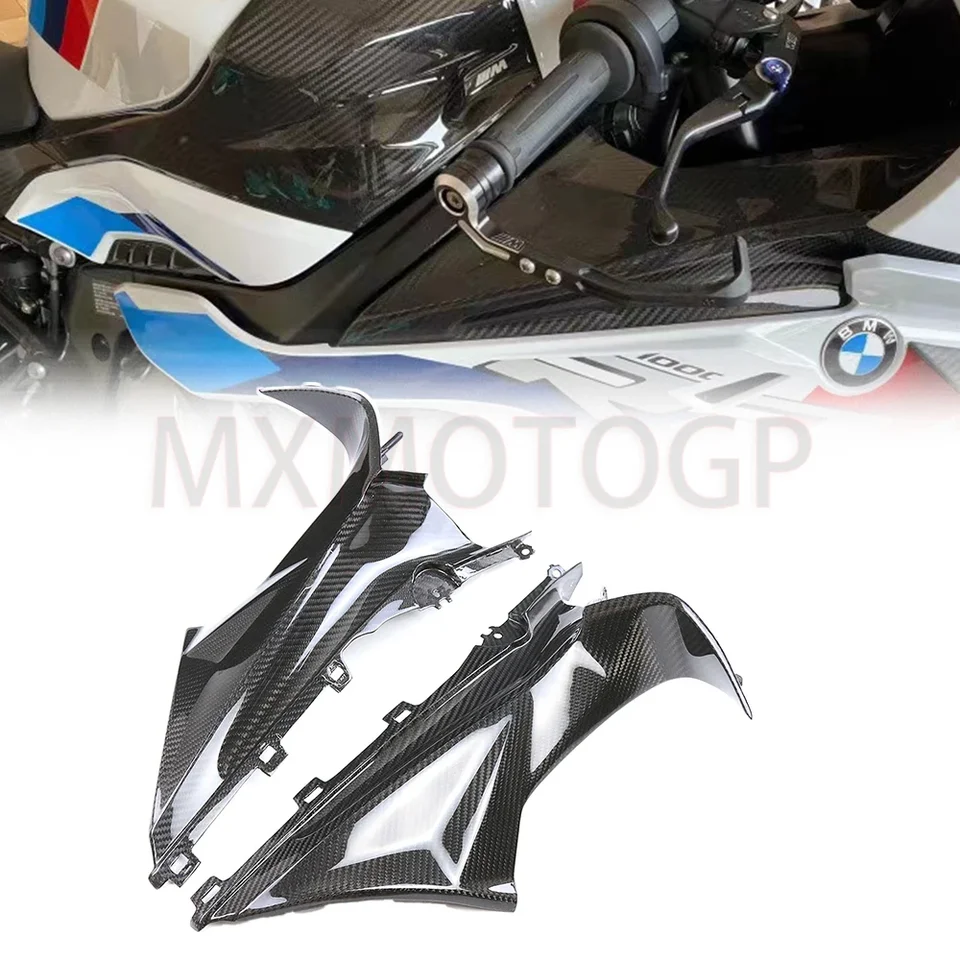 Motocyklové modifikované 3K uhlíkové vlákno bočné čelo prednej nádrže na bočné kabínové chrániče pre BMW S1000RR 2019 2020 2021 2022 2023