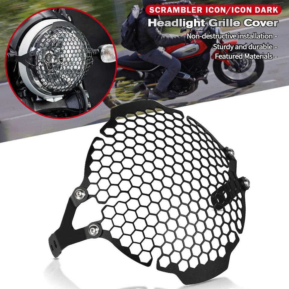 Motocyklové modifikované diely Ochrana svetlometu Grille Grill Grill Cover pre Ducati Scrambler 800 Scrambler800 2015 2016 2017 2018