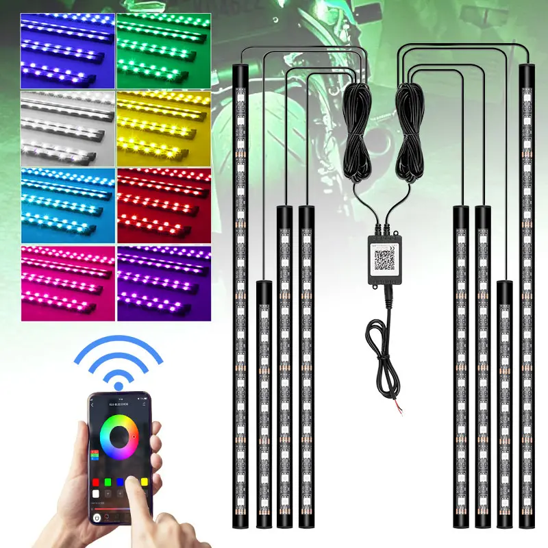 Motocyklové neónové svetlo RGB LED dekoratívna signálna lampa Atmosféra Atmosféra Okolita Svetla App ovládací