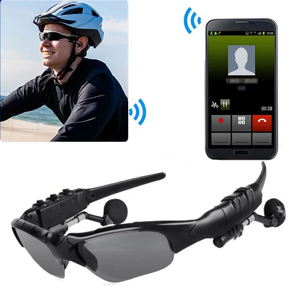 Motocyklové náhlavné súpravy Bluetooth jazdiace okuliare bezdrôtové slúchadlá s mikrofónom polarizované slnečné okuliare Handfree Handfree Call Fearfones