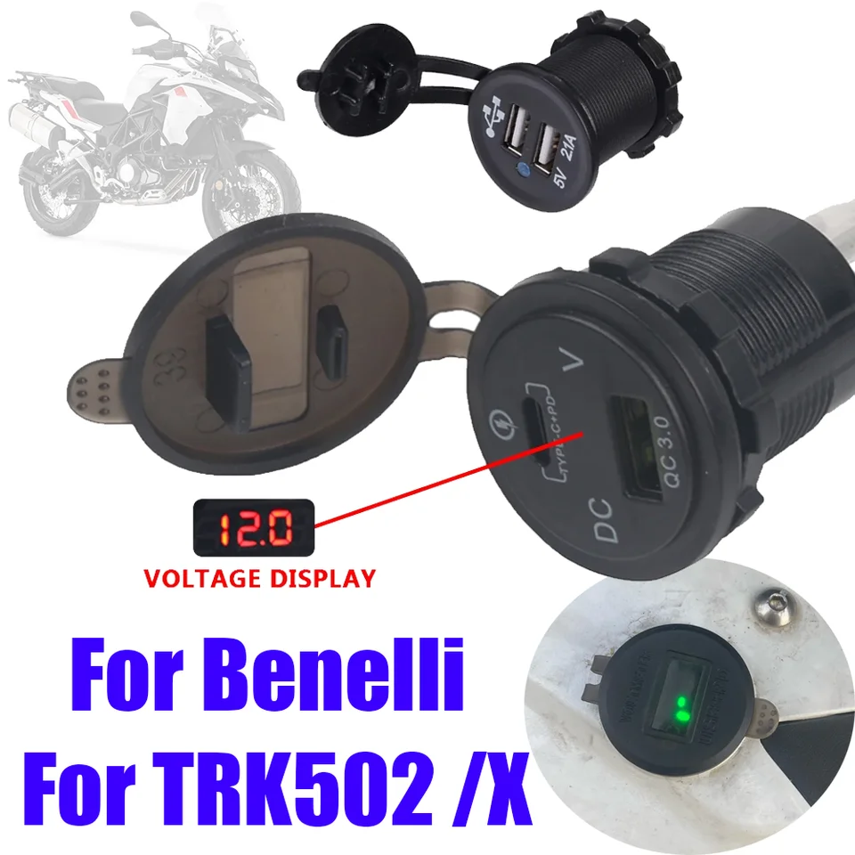 Motocyklové príslušenstvo Duálne USB Quick Charger Adapter Typ C Socky pre Benelli Trk502 TRK502X TRK 502 x TRK 502X