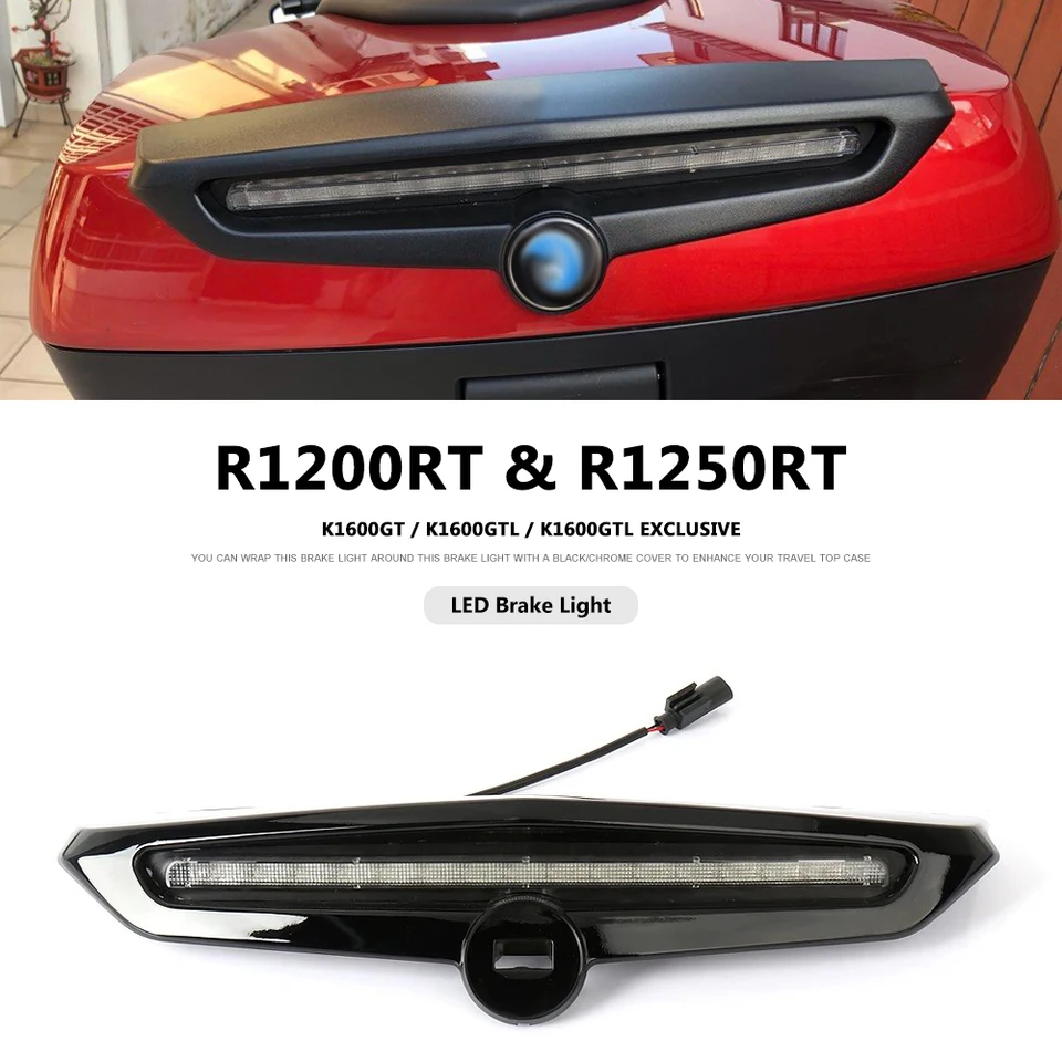 Motocyklové príslušenstvo LED brzdové svetlo vrchný kryt 49 l Čierny chróm pre BMW R1200RT R1250RT K1600GT K1600GTL Exkluzívny