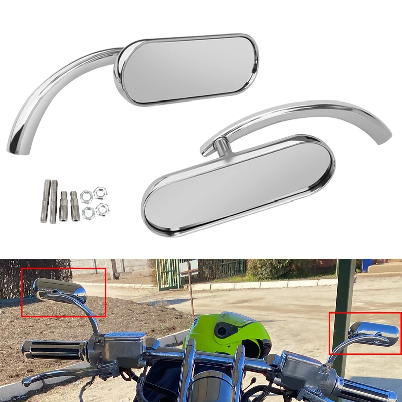 Motocyklové príslušenstvo Mini oválne spätné zrkadlo bočné zrkadlá Chrome 8 mm/10 mm pre Harley Honda Yamaha Suzuki Universal