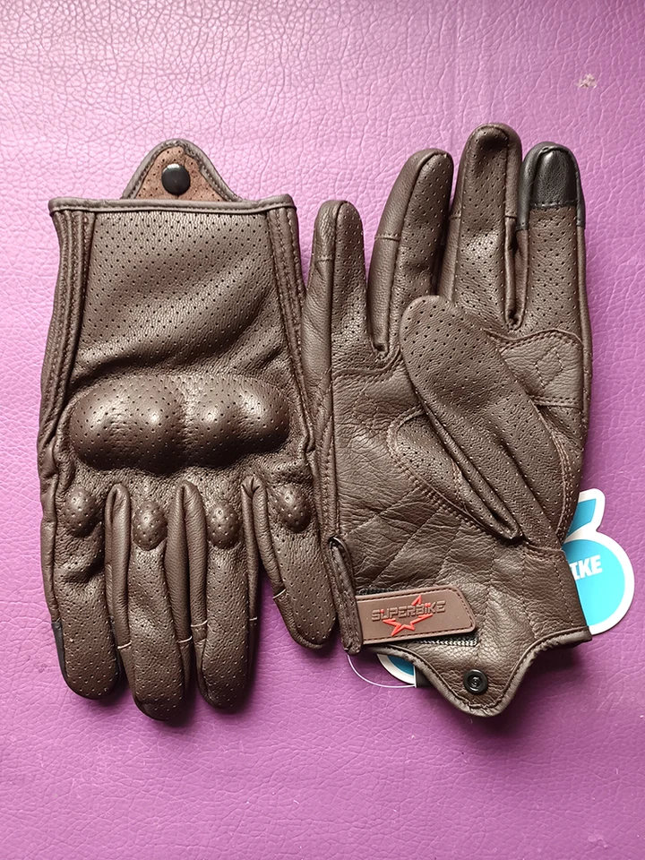 Motocyklové rukavice kožené dotykové muži hnedé vonkajšie športové cyklistické rukavice Motobike preteká Guantes de moto luvas de motocicleta